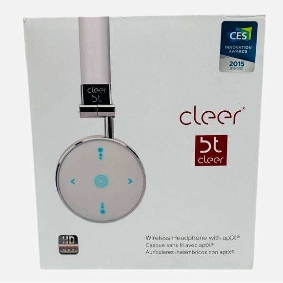 NIB CLEER BT Wireless Headphone Lightweight White Silver Bluetooth Headphones - Picture 7 of 10